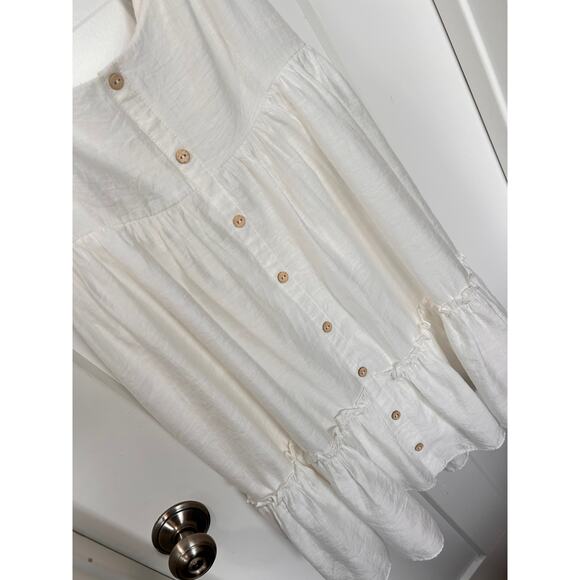 NWT Mustard‎ Seed Women's Lace Trimmed Tie Back Dress Summer White Size Large - Picture 3 of 12